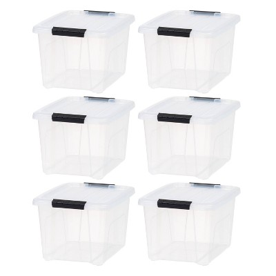 Iris 20.5qt 6pk Plastic Storage Bins With Lids And Latching Buckles ...