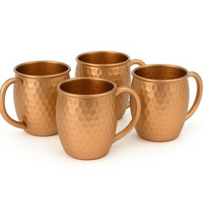 Set of 4 Modern Home Authentic 100% Solid Copper Hammered Moscow Mule Mug - Handmade in India - 1 of 4