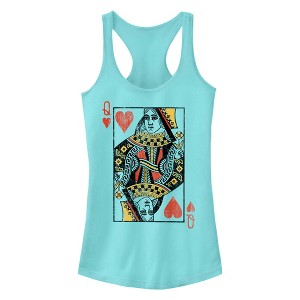Junior's Lost Gods Heart Queen Card Racerback Tank Top - 1 of 4