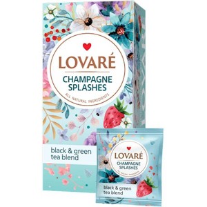 Lovare Black & Green Tea Blend Champagne Splashes l 24 Tea Bags l 48g - Sparkling Blend With Fruity Notes, Refreshing And Ene - 1 of 1