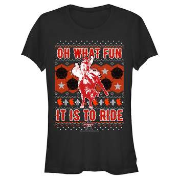 Juniors Womens Professional Bull Riders Oh What Fun it is to Ride Sweater Print T-Shirt