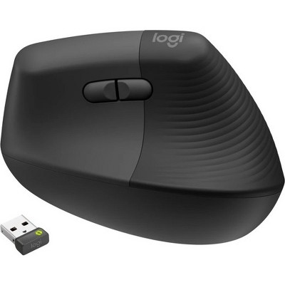 Logitech Lift Ergo Mouse - Optical - Wireless - Bluetooth/Radio Frequency - Graphite - 1 Each - USB - 4000 dpi - Scroll Wheel - 4 Button(s)