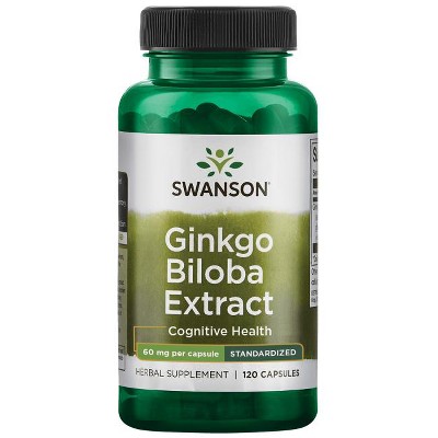Swanson Herbal Supplements Standardized Ginkgo Biloba Extract 60 mg Capsule 120ct.
