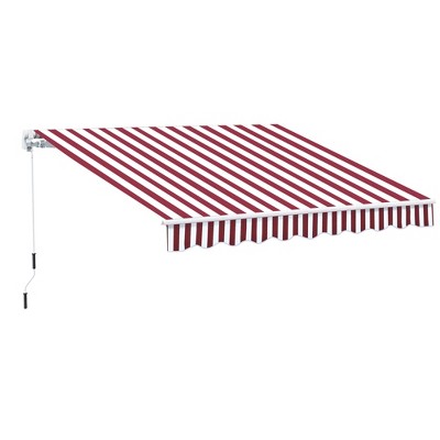 Outsunny Manual Retractable Awning Sun Shade Shelter for Patio Deck Yard with UV Protection and Easy Crank Opening