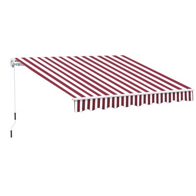 Outsunny 10' X 8' Manual Retractable Awning Sun Shade Shelter For Patio ...