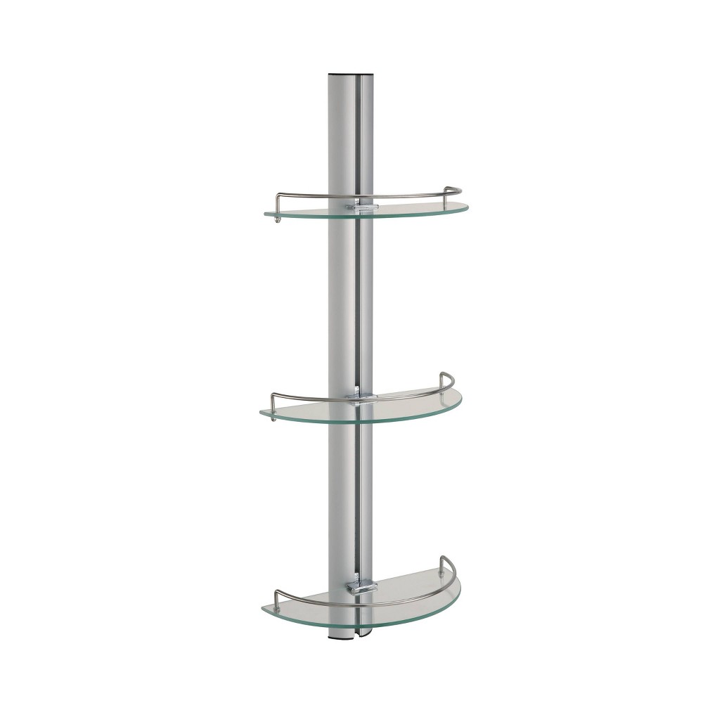 Photos - Kids Furniture Three Tier Half Moon Glass Shelf Silver - Organize It All