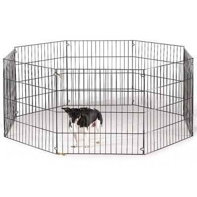 Black Metal 8-Panel Exercise Pen with Door