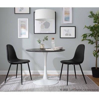 Contemporary 40" Round Wood & Marble Dining Table