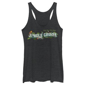 Women's Jungle Cruise Wish You Were Here Postcard Logo Racerback Tank Top - 1 of 4
