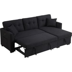 TIRAMISUBEST L-Shape Convertible Sectional Sofa Bed with Pull Out and Chaise Storage, 82" Reversible 3-Seat Couch for Living Room & Small Spaces - 1 of 4