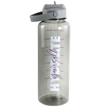 Gibson Home Brever 50oz Hydrate Yourself Hourly Motivation Water Bottle in Grey