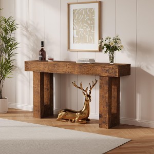 63" Long Farmhouse Console Table with Storage - Sofa Table for Behind Couch, Narrow Entryway Accent Table for Living Room, Hallway & Entrance - 1 of 4