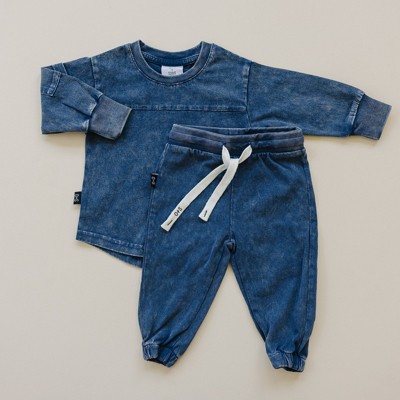 Kids Riley Acid Wash Long Sleeve Set - Olive + Scout