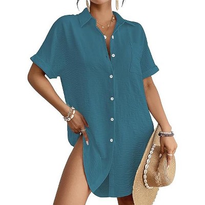 Bsubseach Women Swimsuit Coverup Shirt Dress Button Down Bathing Suit Cover Up Beachwear
