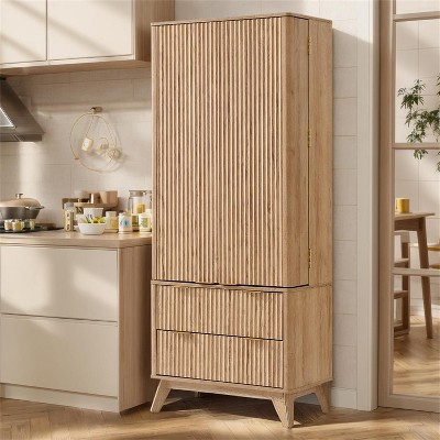 SinCiDo 72" Pantry Cabinet, Kitchen Pantry Storage Cabinet, with 10 Door Shelves & 2 Drawers, Wood Cupboard for Kitchen & Living Room