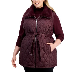 Calvin Klein Womens Quilt Faux Fur Vest - 1 of 1