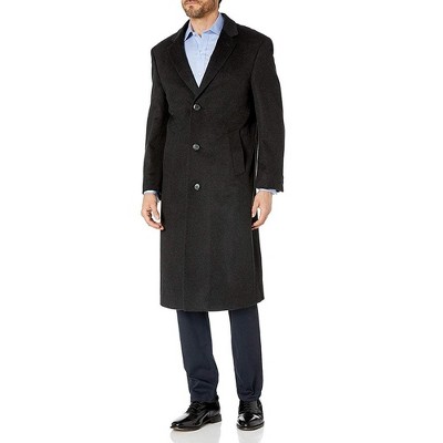 Adam Baker Men's 40902 Single Breasted Wool Cashmere Full Length Topcoat - Available in Black and Charcoal