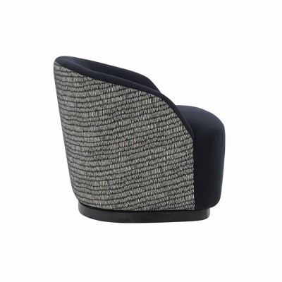 Handcrafted Black Velvet Swivel Barrel Chair
