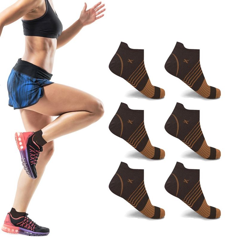 Extreme Fit Copper Compression Socks - Ankle High for Running, Athletics, Travel - 6 Pair, 2 of 5