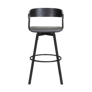 HomeRoots 27" Gray and Black Faux Leather with Metal Swivel Counter Height Bar Chair - 1 of 4
