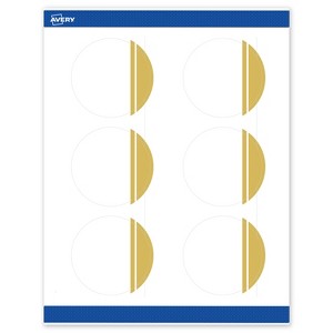 Avery Printable Round Labels, Gold Double-Dipped Edge, 3" Diameter, Matte White Round Labels, Permanent, Laser/Inkjet, 60ct, Great for Product Labels - 1 of 4