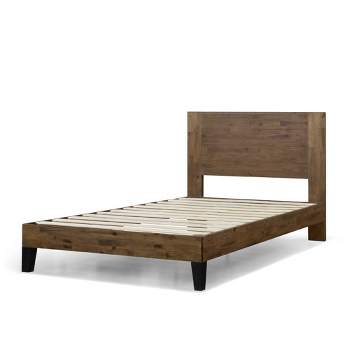 Tonja Wood Platform Bed Frame with Headboard Brown - Zinus