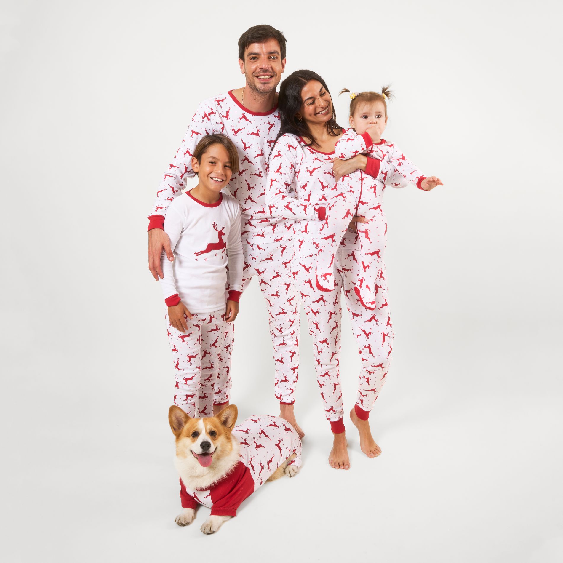 Leveret Cotton Matching Family Christmas Pajamas Reindeer Print