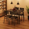 Kitchen Dining Room Table Sets for 4, 5-Piece Metal and Wood Dining Table Set for 4 - 3 of 4