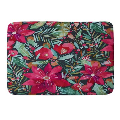 Cayena Blanca Christmas Flowers Memory Foam Bath Mat Red - Deny Designs ...