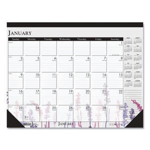 Recycled Desk Pad Calendar, Wild Flowers Artwork, 18.5 x 13, White Sheets, Black Binding/Corners,12-Month (Jan-Dec): 2026 - 1 of 4