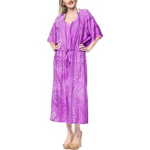 HAPPY BAY Women's House Daily Routine Evening Wear Vacation Holiday Casual Loungewear Oversize Caftan Maxi Boho Nightwear 2X-3X Purple, Tie Dye Design - 1 of 4
