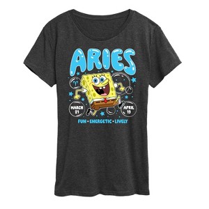 Women's - Spongebob Squarepants - Aries Spongebob Astrology Short Sleeve Graphic T-Shirt - 1 of 4