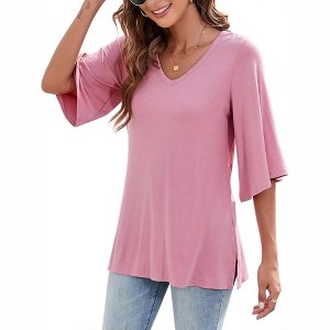 Split Three-layer Bell Sleeve V- neck Sweaters Split Three-layer Bell Sleeve V- neck Sweaters