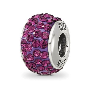 Black Bow Jewelry Sterling Silver with Purple Crystals February Birthstone Bead Charm - 1 of 4