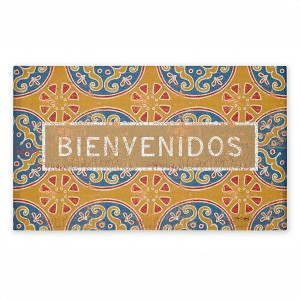 Stupell Industries Valencia Pattern Bienvenidos Printed Outdoor Door Mat, design by Tim Coffey, 18"x30" - 1 of 4