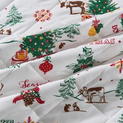 Jolly Spirit Twin Reversible Microfiber Holiday Quilt Set