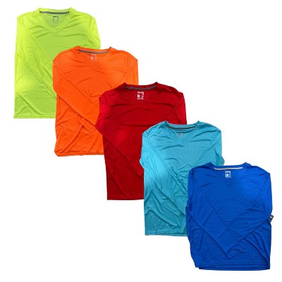 Men's 5 Pack Wicking Mesh V Neck Long Sleeve Tees