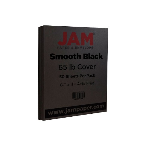 JAM Paper Cardstock Paper 65 lbs. 8.5 x 11 Black 50 Sheets/Pack 64431263