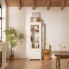 Okak Modern Freestanding Display Buffet Cabinet with 1 Drawer, Wooden Bookshelves Pantry Cabinet for Kitchen/Hallways/Living Room - 4 of 4