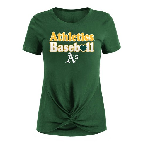 MLB Oakland Athletics Women's Front Twist Poly Rayon T-Shirt - XS