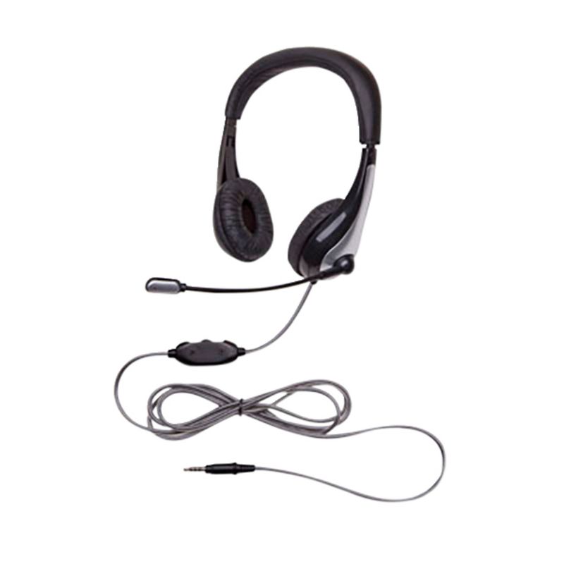 Califone NeoTech 1025MT On-Ear Stereo Headset with Gooseneck Microphone, 3.5mm Plug, Black/Silver, 1 of 9