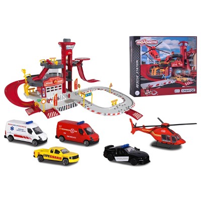 Majorette Creatix Rescue Station with 5-Pack 1:64 Scale Die-Cast Vehicle