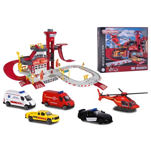 Majorette Creatix Rescue Station with 5-Pack 1:64 Scale Die-Cast Vehicle - image 1 of 3