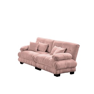 Dexmalle Chenille Upholstered Cloud Couch with 2 Lumbar Pillows and 2 Throw Pillows,Pink - 1 of 4