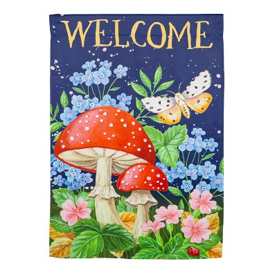 Welcome Mushroom Suede House Flag