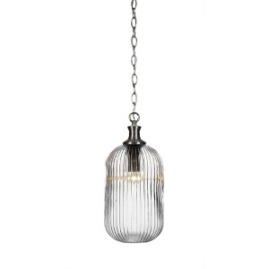 Toltec Lighting Carina 1 - Light Pendant in  Brushed Nickel with 8.25" Clear Ribbed Shade - 1 of 1