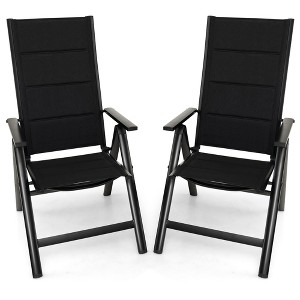 Tangkula Set of 2 Patio Folding Chairs Lightweight Outdoor Dining Chairs w/ Padded Seat - 1 of 4
