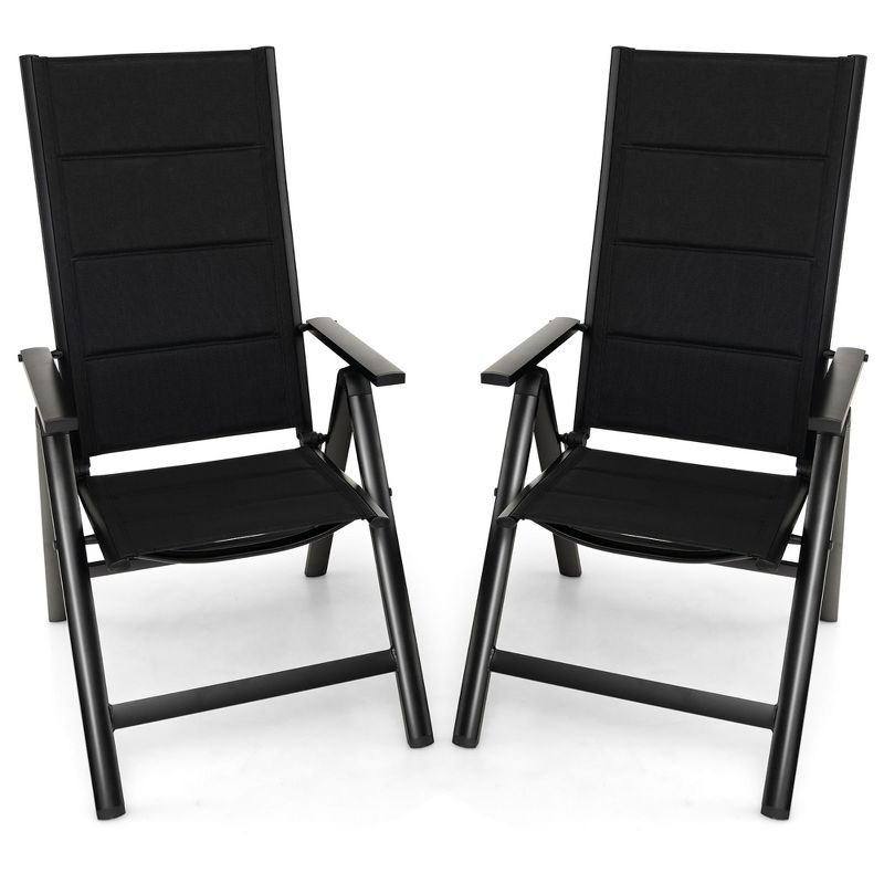 Tangkula Set of 2 Patio Folding Chairs Lightweight Outdoor Dining Chairs w/ Padded Seat, 1 of 11