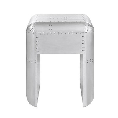 Brancaster Aluminum and Wood Industrial End Table with Storage
