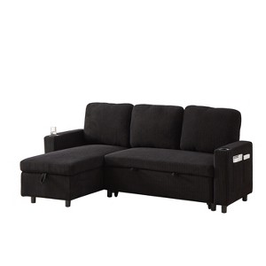 NicBex 78.7 Inch Linen L-Shaped Sofa Bed,Reversible Sleeper Sofa with Pullout Bed for Office,Living Room,Apartment - 1 of 4
